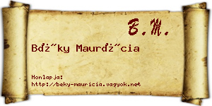 Béky Maurícia névjegykártya
